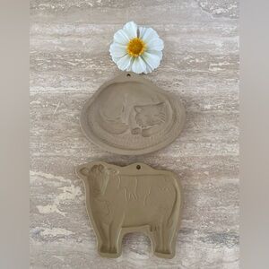 Bakeware Cookie Art Cottage Country Decor Farm Animal Wall Decor Set of Two